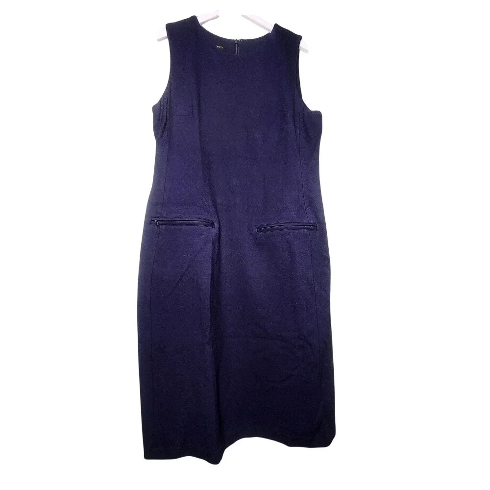 Talbots Navy Blue Sleeveless Dress Sleeveless Sheath Pockets Round Neck 10 - Picture 1 of 8